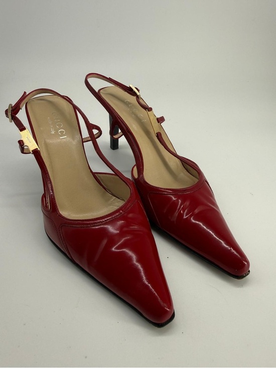 Gucci Patent Leather Slingback Pumps Red Size 7.5 - Picture 8 of 9